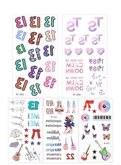 Number 13 Temporary Tattoos 5 Sheets Waterproof TS Tattoo Stickers Hand Tattoo for Fans Gifts Birthday Party Decorations Party Favors for Party Supplies for Singer Fans Concert