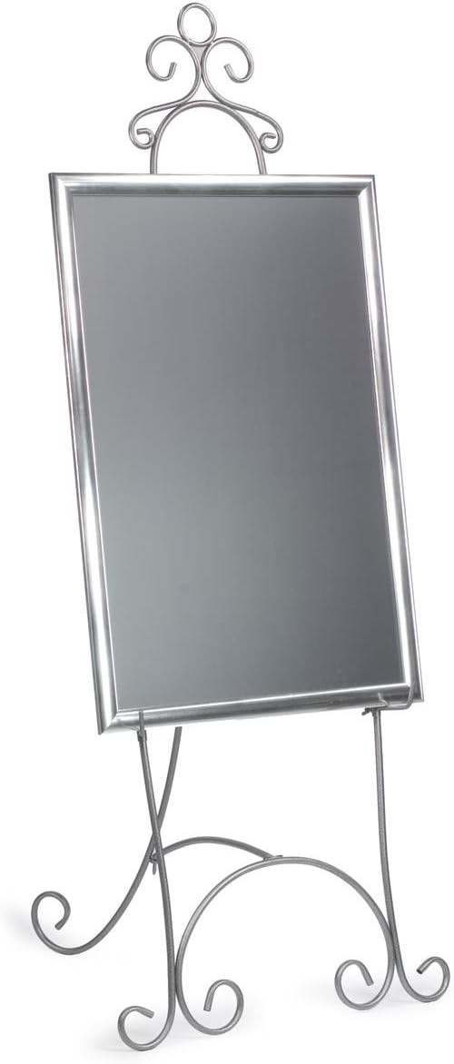 Displays2go Floor Easel with Decorative Scroll Detailing HeightAdjustable Hooks 7125 inches Tall Metal  Silver - Image 3