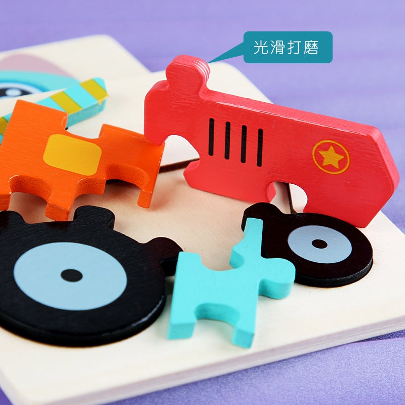 Children'S Wooden Three-Dimensional Buckle Animal Traffic Puzzle Toy Baby Enlightenment Puzzle Early Education Fun Puzzle Toy - Image 4
