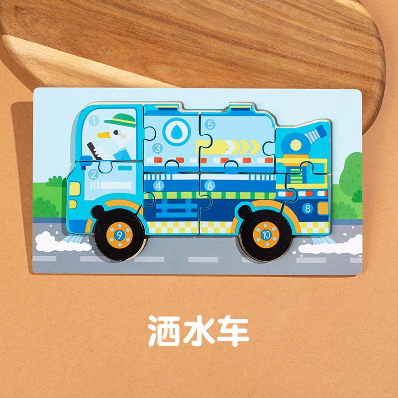 Children'S Wooden Three-Dimensional Buckle Animal Traffic Puzzle Toy Baby Enlightenment Puzzle Early Education Fun Puzzle Toy - Image 1