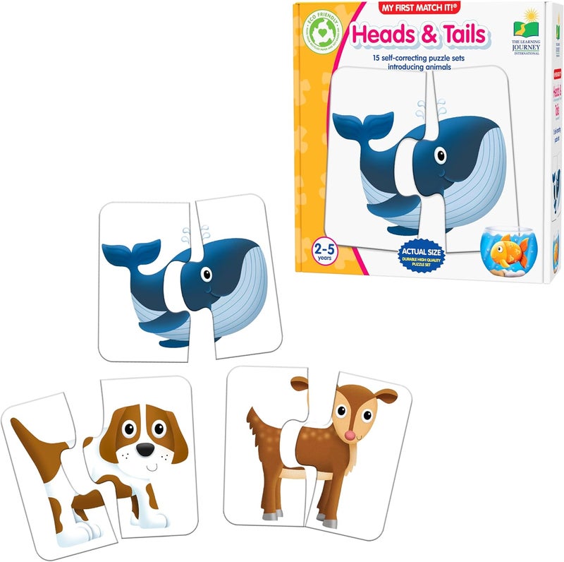 THE LEARNING JOURNEY : My First Match It - Head and Tails - 15 Piece Self-Correcting Animal Matching Puzzles - Learning Toys for Toddlers 1-3 - Award Winning Toys - Image 1