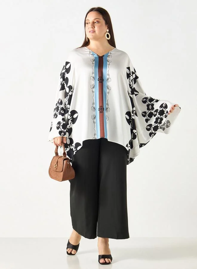 Ulla Popken Plus Size Ulla Popken Printed Kimono Top
