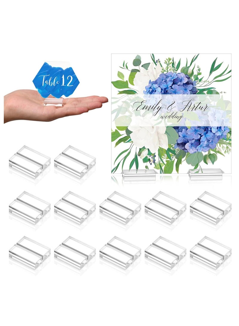 MIXDE Acrylic Place Card Holders 2 Inch Name Card Holder Stands Clear Table Number Stands Wedding Sign Holders Card Display Stand for Table Wedding Photos Office Menu Meeting (12 Pieces) - Image 1