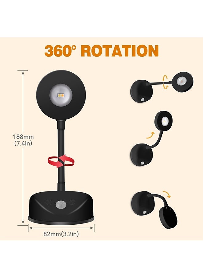 ضوء الحائط الدايود المبتعث للضوء القابل لإعادة الشحن مع 360 درجة دوران -إضاءة الصور التي تعمل بالبطارية لعصي العرض الفني، غرف النوم والممرات (لا حاجة إلى الأسلاك) إضاءة الحائط الجداري، مصباح الحائط - Image 4