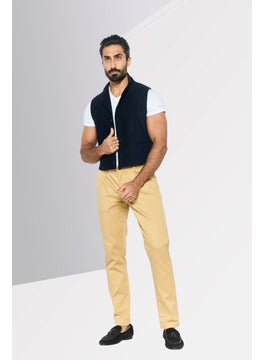 EMPORIO ARMANI Men Regular Fit Textured Sleeveless Waistcoat, Navy  - Image 2