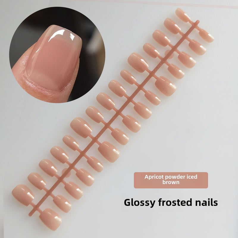 Generic Gradient Press-On Nails Blush Short Long Apricot pink ice Brown 