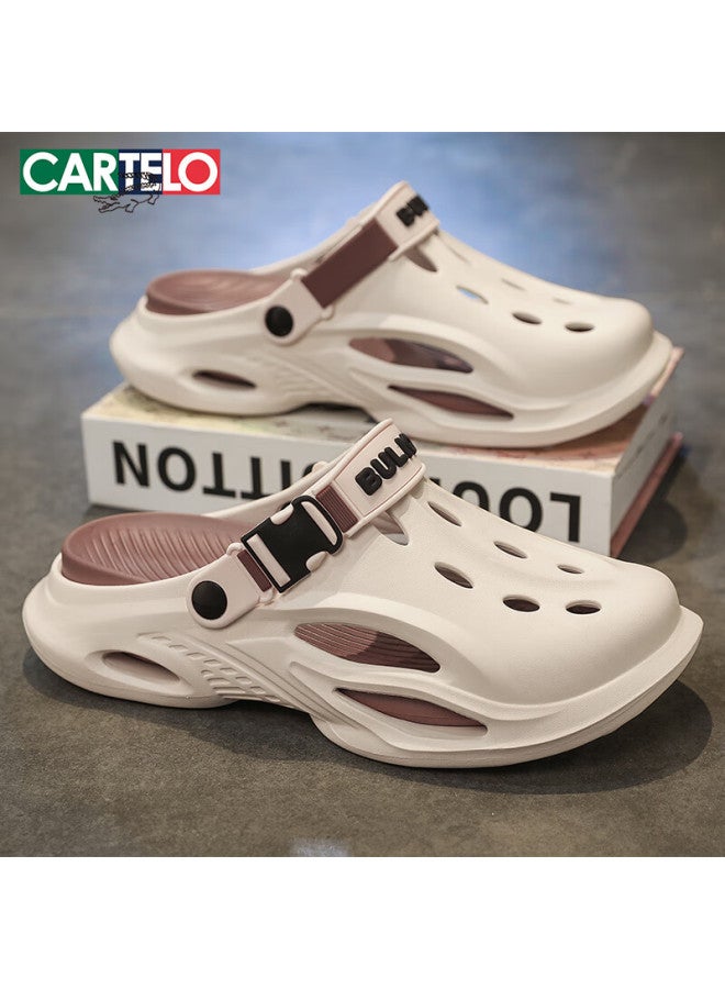 Cartelo Men's Perforated Sandals, Summer Outdoor Casual Slippers, Beach Shoes For Men, 1601 Beige Coffee, Size 40-41 - Image 3