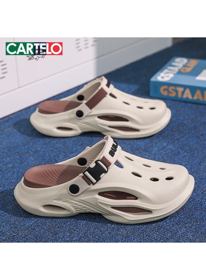 Cartelo Men's Perforated Sandals, Summer Outdoor Casual Slippers, Beach Shoes For Men, 1601 Beige Coffee, Size 40-41 - Image 5