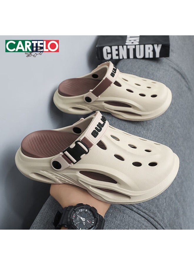 Cartelo Men's Perforated Sandals, Summer Outdoor Casual Slippers, Beach Shoes For Men, 1601 Beige Coffee, Size 40-41 - Image 4