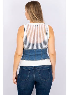 Stradivarius Women Denim Corset Belt, Blue  - Image 2