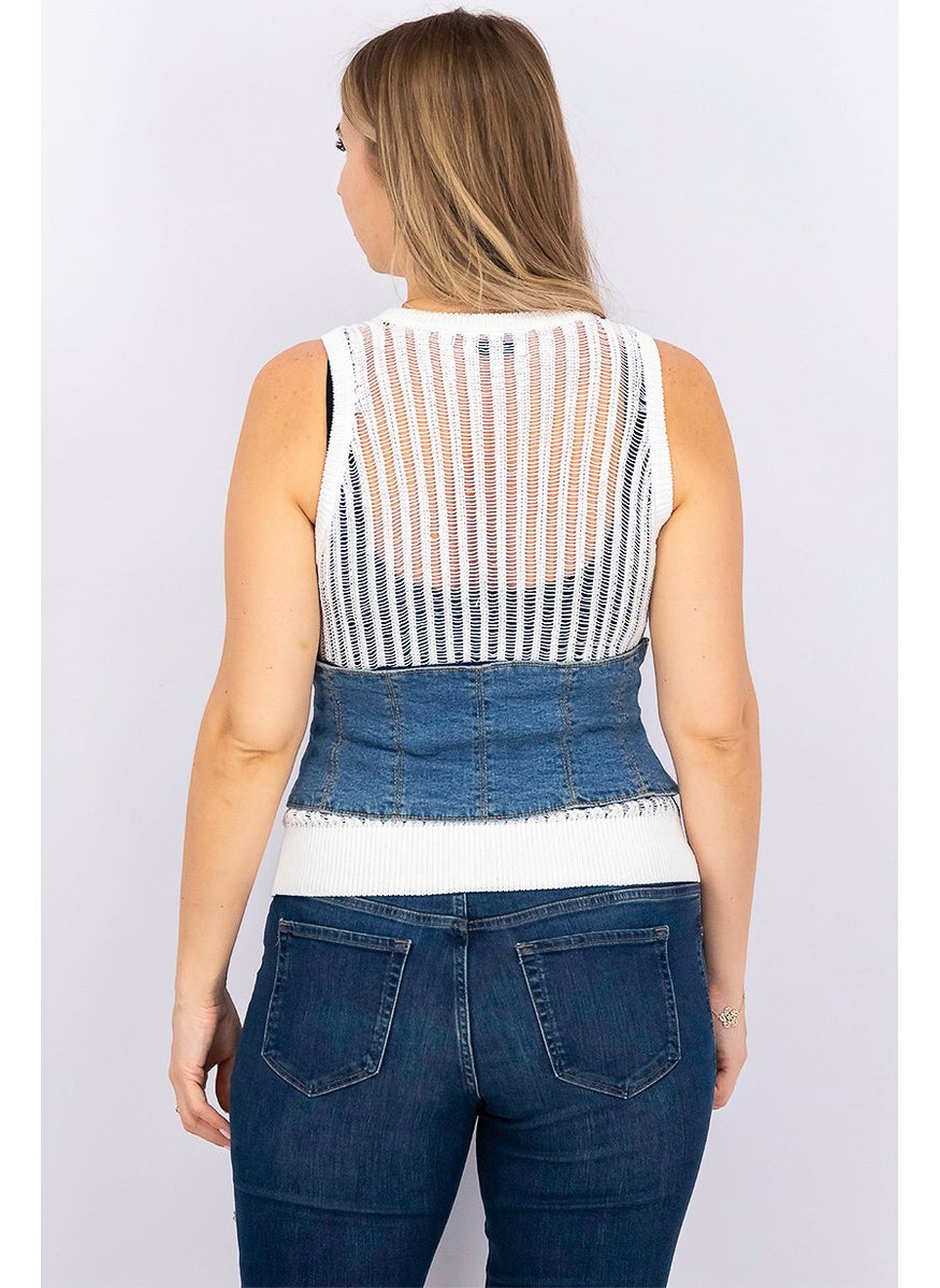 Women Denim Corset Belt, Blue