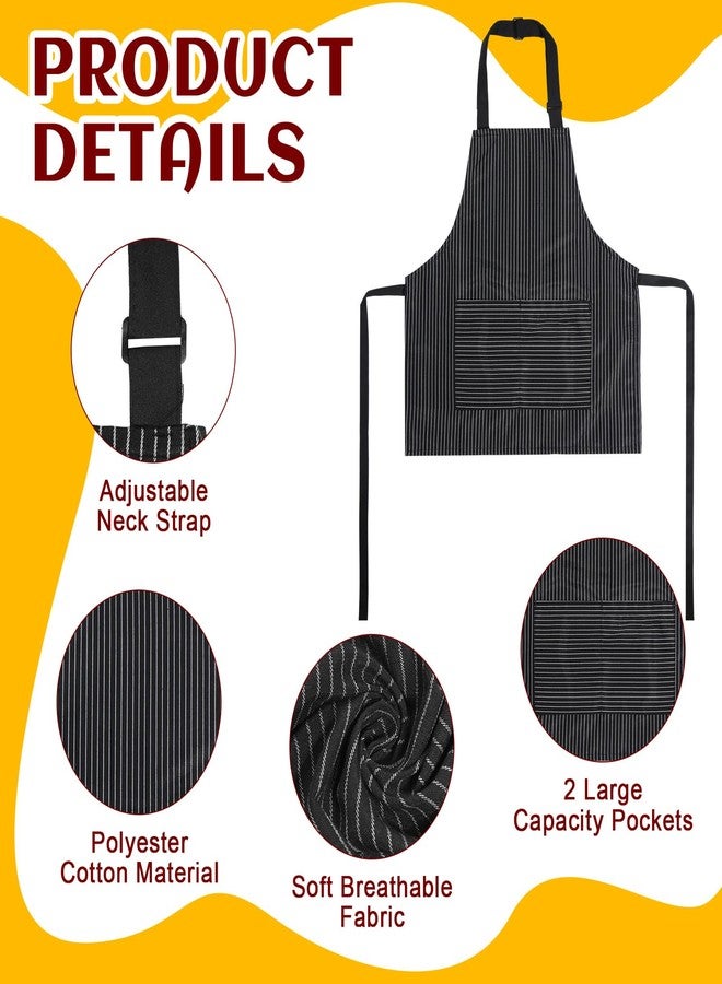 Bunnycool 4 Sets Kids Apron and Chef Hat Set Toddler Adjustable Stripe Cotton Child Aprons with 2 Large Pocket for Children Age 2 to 5 Years Boys Girls Cooking Baking Painting - Image 4