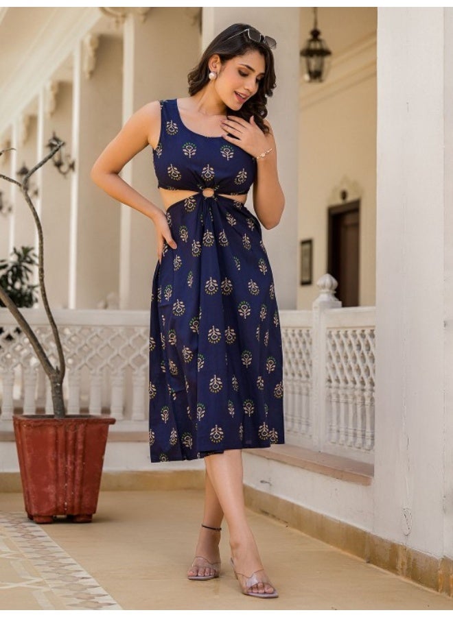 AKS Indigo Cut-Out Midi Dress - Image 1