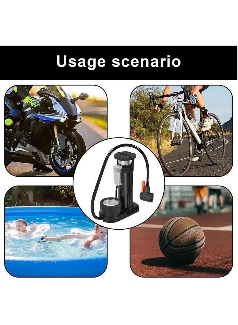 Generic QSHOP® Bicycle Air Pump Portable Bicycle Tire Inflator Handheld Foot Pump for Basketball Football Game Air Compressor for Mountain Bike Sports  - Image 4