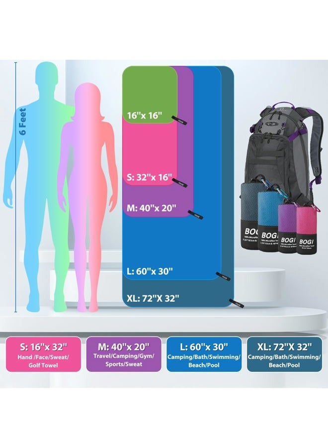 BOGI (M:100cm x 50cm ,1pack, Navy blue) - BOGI Microfiber Travel Sports Towel-(Size: S M L XL)-Antibacterial Dry Fast Soft Lightweight Absorbent & Ultra Compact-Perfect for Camping Gym Beach Bath Yoga Back - Image 3