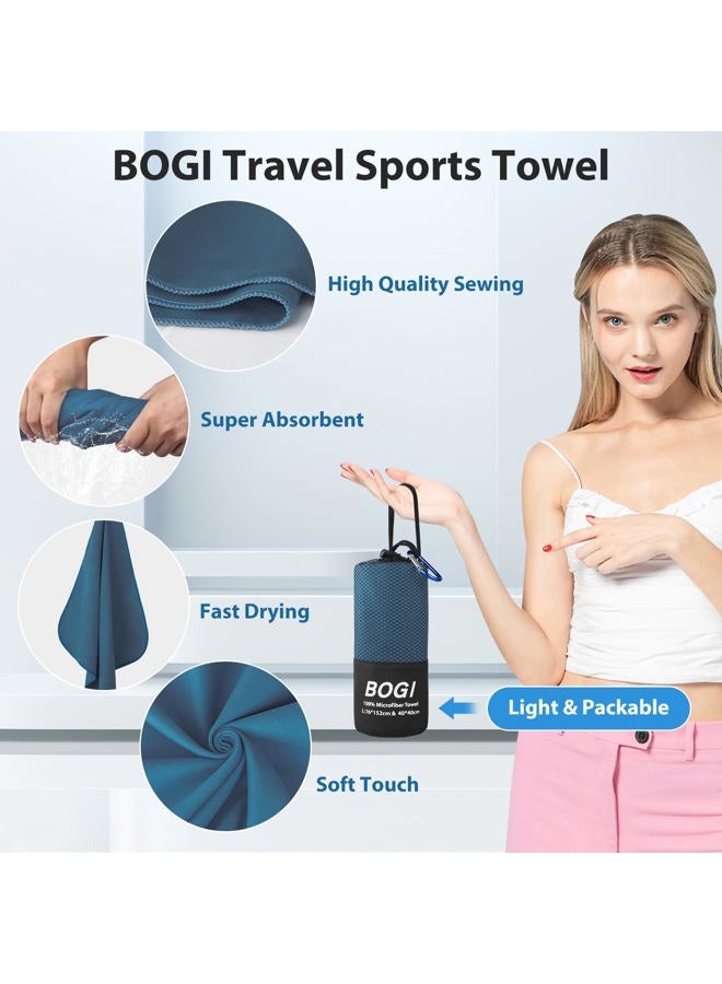 BOGI (M:100cm x 50cm ,1pack, Navy blue) - BOGI Microfiber Travel Sports Towel-(Size: S M L XL)-Antibacterial Dry Fast Soft Lightweight Absorbent & Ultra Compact-Perfect for Camping Gym Beach Bath Yoga Back - Image 4