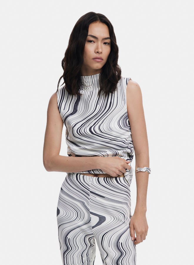 DESIGUAL Elastic pants with distorted stripes - Image 2