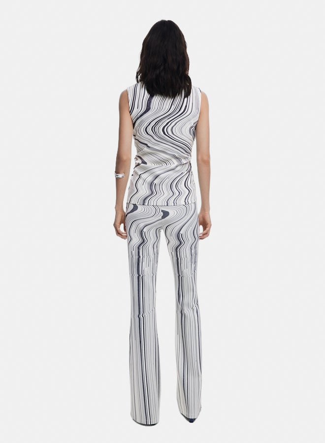 DESIGUAL Elastic pants with distorted stripes - Image 4