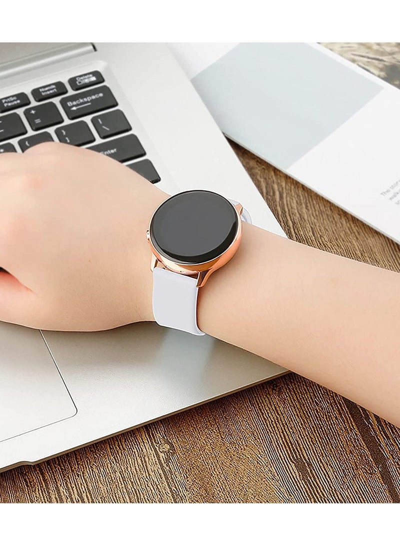 Strap Band Silicone 20MM For Samsung Galaxy Watch 4 40mm 44mm/Watch 4 classic 42mm 46mm /Gear Sport/active2 40mm 44mm/Amazfit GTR 42mm/ GTS 2/Huawei GT2 42mm/Honor Magic watch 2 42mm (White) - Image 4