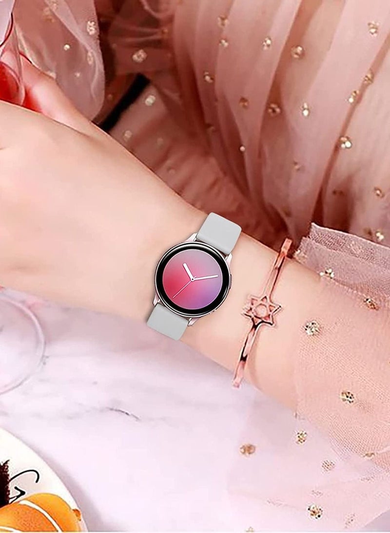 Strap Band Silicone 20MM For Samsung Galaxy Watch 4 40mm 44mm/Watch 4 classic 42mm 46mm /Gear Sport/active2 40mm 44mm/Amazfit GTR 42mm/ GTS 2/Huawei GT2 42mm/Honor Magic watch 2 42mm (White) - Image 3