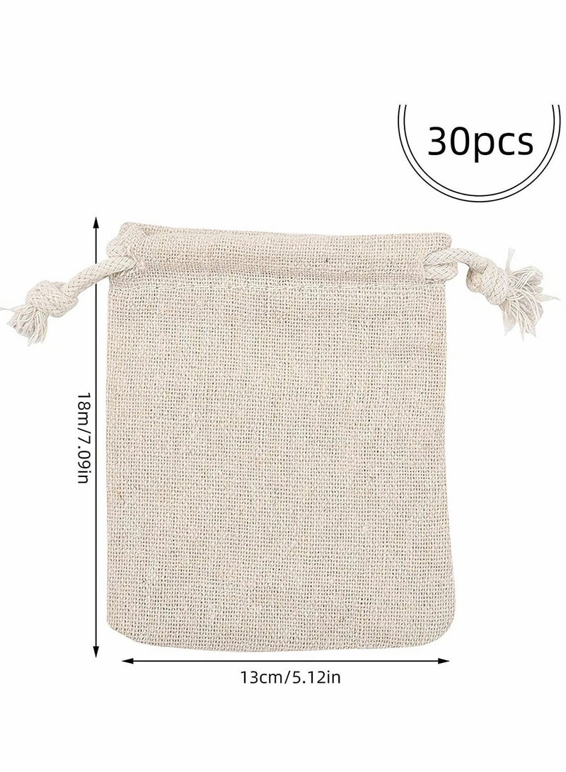 Excefore 30Pcs Cotton Gift Bags Biodegradable Bags with Drawstring Diy Craft Gift Bags Burlap Canvas Pouches Bags Sack Drawstring Wedding Party Favor Jewellery Pouches Storage Wrap Gift Bags - Image 4