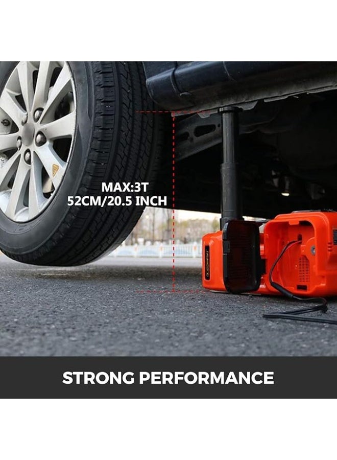 3 Ton Electric Hydraulic Car Jack Kit with Air Tire Inflator Pump & Electric Impact Wrench DC 12V - Image 2