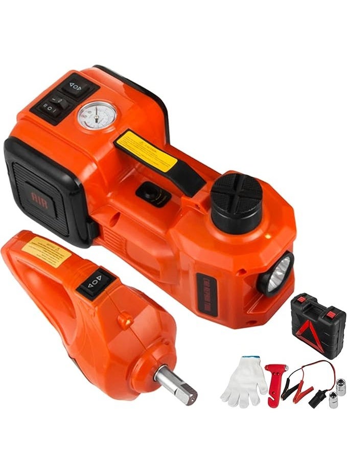 3 Ton Electric Hydraulic Car Jack Kit with Air Tire Inflator Pump & Electric Impact Wrench DC 12V - Image 1