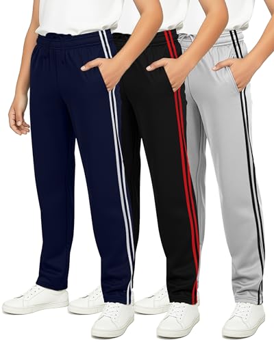 REALESSENTIALS Real Essentials 3 Pack: Boys' Tricot Open Bottom Fleece-Lined Sweatpants with Pockets -Set 1,L (14-16) - Image 1