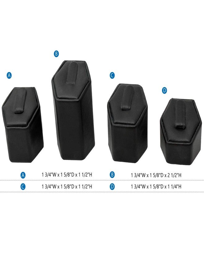 MOOCA Jewelry Ring Stand Holder Display Set, Ring Holders for Jewelry Organizer Stand Pedestals Display 4 Pcs Set, Black Faux Leather - Image 5