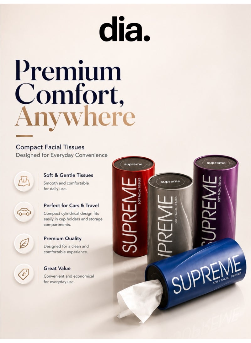 SUPREME 4 Pack Car Tissue Holder,Car Tissues Cylinder, Round Tissue Boxes for Car, Round Tube Car Tissue Box Round Container, Tissue Holder for Car - Image 2
