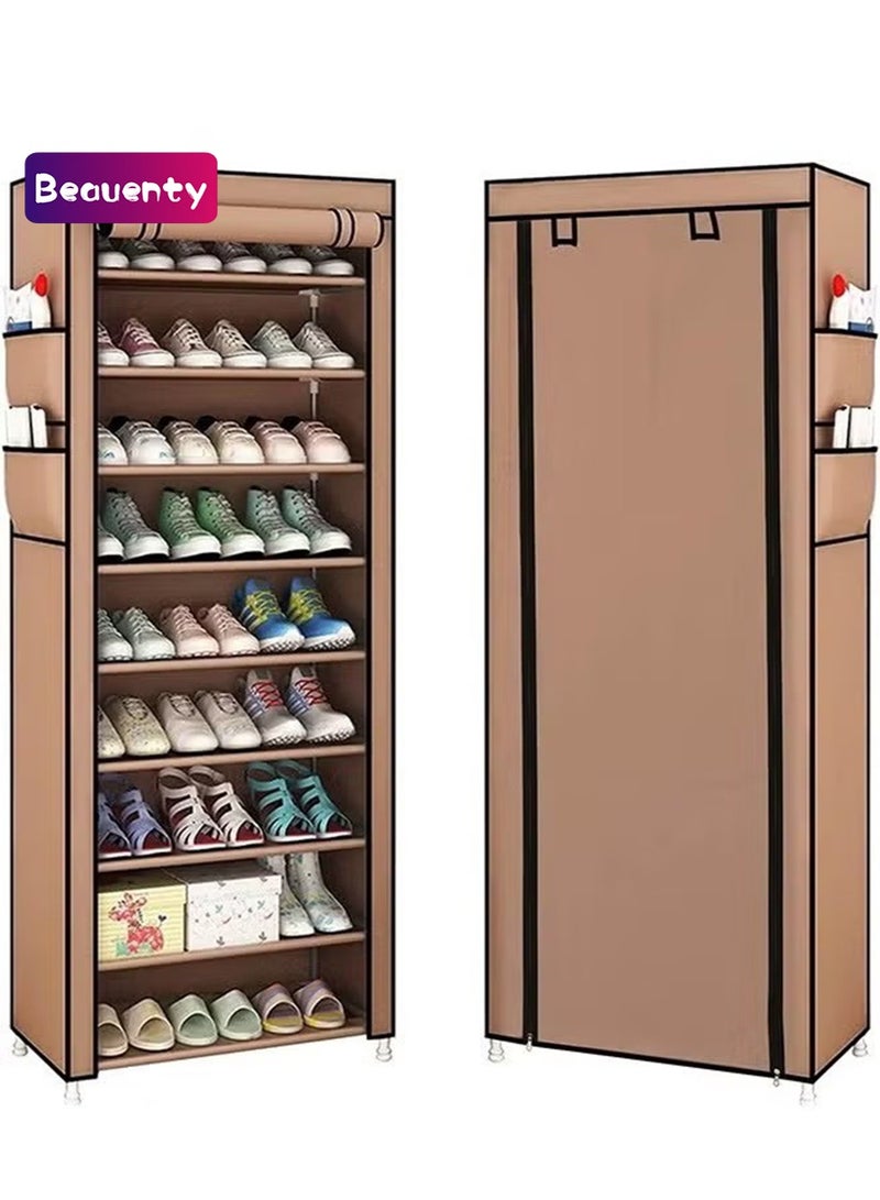 Beauenty 10-Tiers Shoe Cabinet Rack Brown 60*30*160cm - Image 1