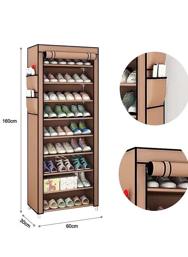 Beauenty 10-Tiers Shoe Cabinet Rack Brown 60*30*160cm - Image 2