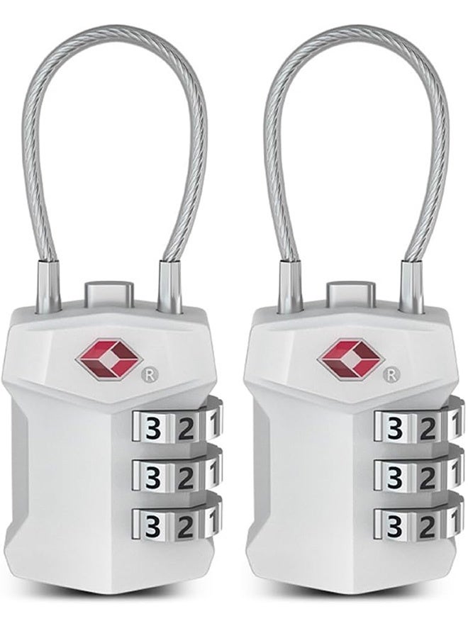 بشكل مختصر [2 قطعة] أقفال أمتعة معتمدة من TSA، أقفال كابل بأقراص سهلة القراءة بأرقام كبيرة، قفل قابل لإعادة الضبط بسهولة للأمتعة، أقفال سفر للحقائب والظهر - Image 1