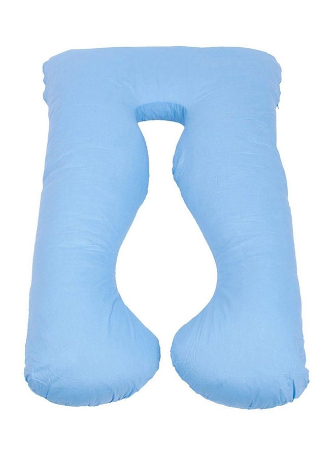 Belly Contoured Body U Shaped Extra Comfort Cuddler Pregnancy Pillow Cotton Light Blue - Image 1
