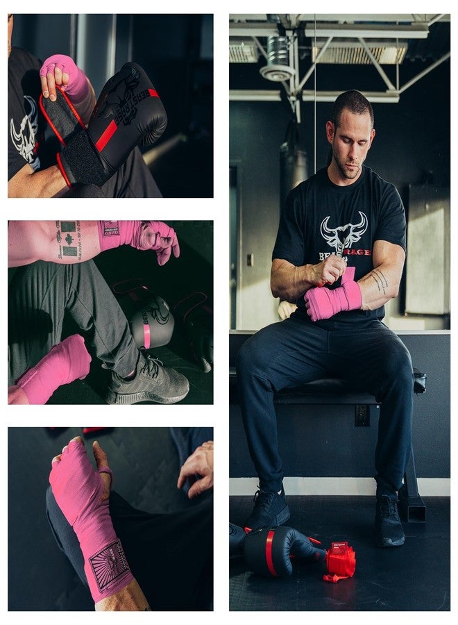 BEAST RAGE Boxing Hand Wraps for MMA Kickboxing Wrist Wraps Professional Adult 180" Semi-Elastic Martial Arts Inner Gloves Heavy Bag Handwraps Muay Thai Thumb Straps (Pink, 4.5 M) - Image 4