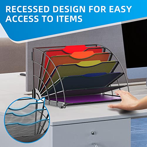 SUPEASY Fan Shaped Desk File Organizer, 6 Compartments for Filing Paper Bills, Letters, Desk Accessories for Workspace, School, Office, Waiting Room, Classroom Storage, Black - Image 4