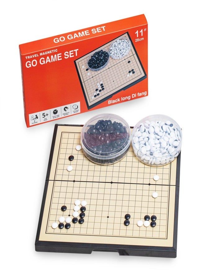 Black long Di fang Go Game Set 11 inches - Foldable, Portable and Travel Set, (19 x 19) Strategic Magnetic Board Game (weiqi) - Image 1