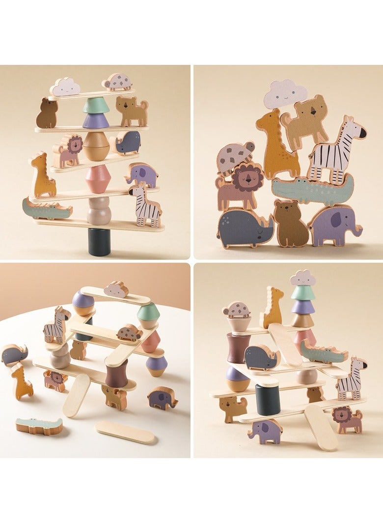 general Children's Wooden Early Education Zoo Stacking Toy for Kids Enhances Focus Hand-Eye Coordination and Balance with Stackable Blocks - Image 3