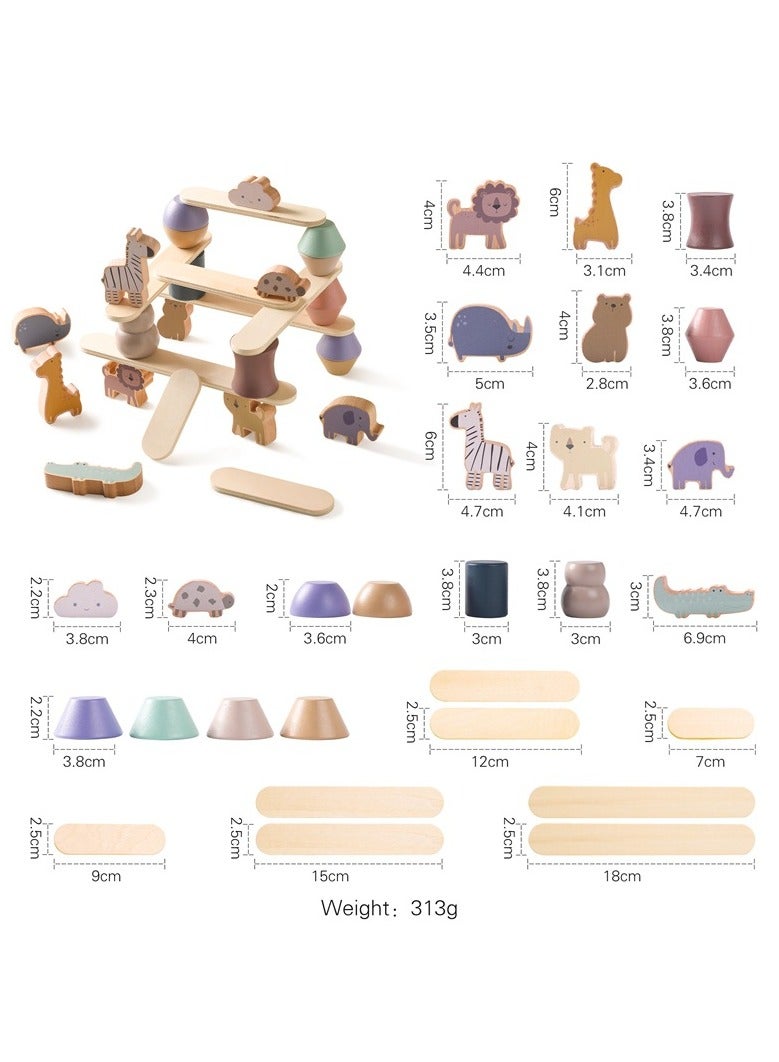 general Children's Wooden Early Education Zoo Stacking Toy for Kids Enhances Focus Hand-Eye Coordination and Balance with Stackable Blocks - Image 4