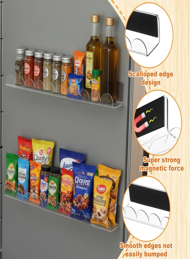YooNotee 2 Pcs Scalloped Magnetic Book Shelf for Whiteboard 15.8 Inch Reusable Acrylic Floating Bookshelves Magnetic Book Jar Holder for Whiteboard Refrigerator Office Teacher Kitchen (Clear) - Image 4