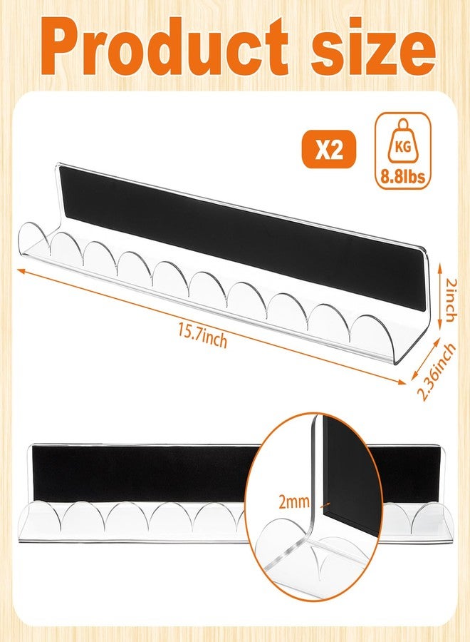 YooNotee 2 Pcs Scalloped Magnetic Book Shelf for Whiteboard 15.8 Inch Reusable Acrylic Floating Bookshelves Magnetic Book Jar Holder for Whiteboard Refrigerator Office Teacher Kitchen (Clear) - Image 2