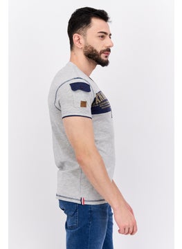Canadian Peak Men V-Neck Short Sleeve Brand Logo T-Shirt, Grey  - Image 2