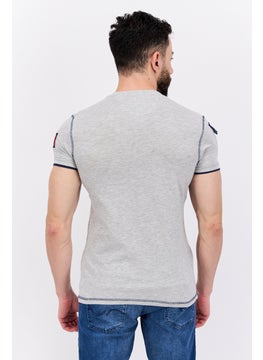 Canadian Peak Men V-Neck Short Sleeve Brand Logo T-Shirt, Grey  - Image 3