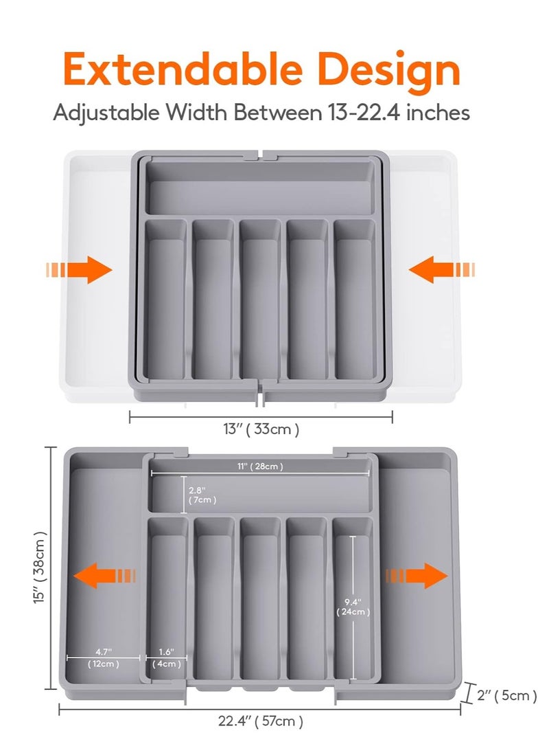 Expandable Adjustable Cutlery Drawer Organizer, Utensil Kinfe Trayanna, Silverware and Flatware Holder, Closet Cutlery Tray for Spoons Forks Knives,
