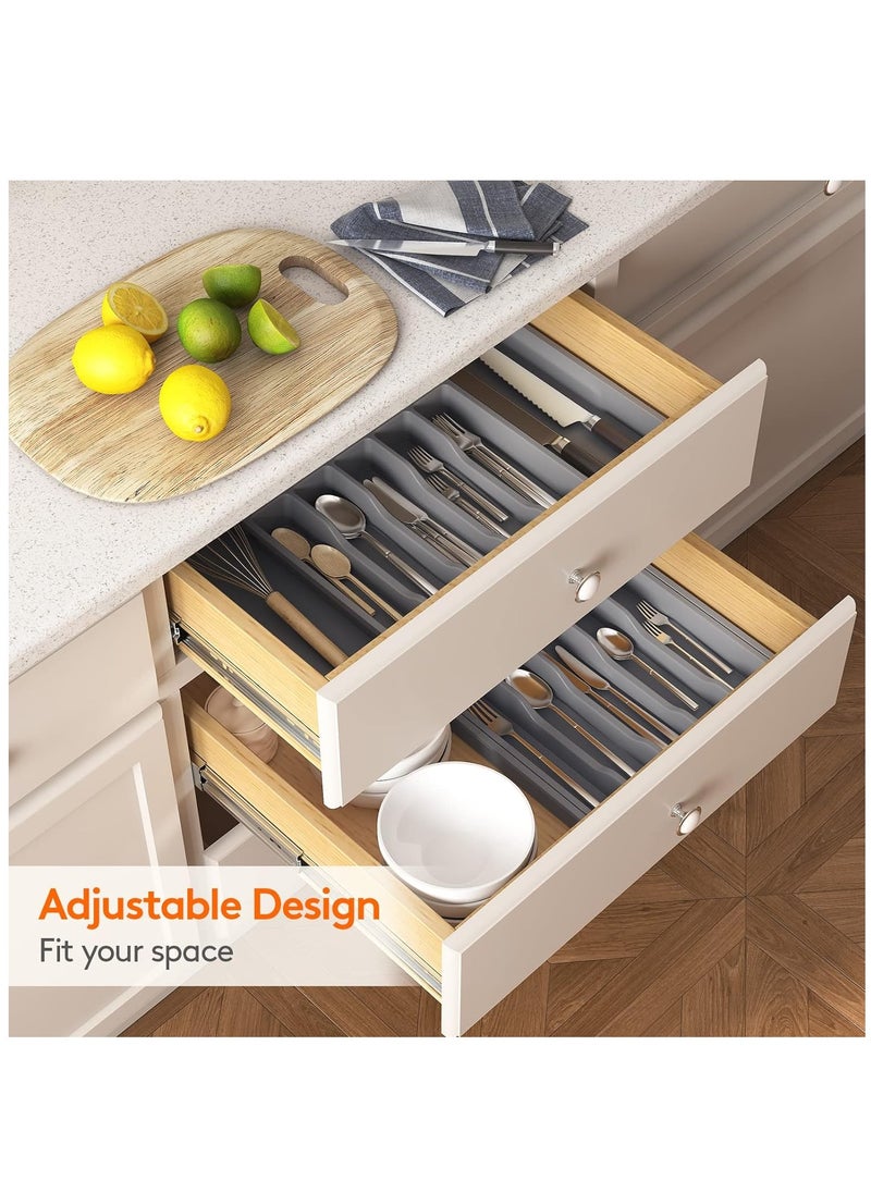 Expandable Adjustable Cutlery Drawer Organizer, Utensil Kinfe Trayanna, Silverware and Flatware Holder, Closet Cutlery Tray for Spoons Forks Knives,