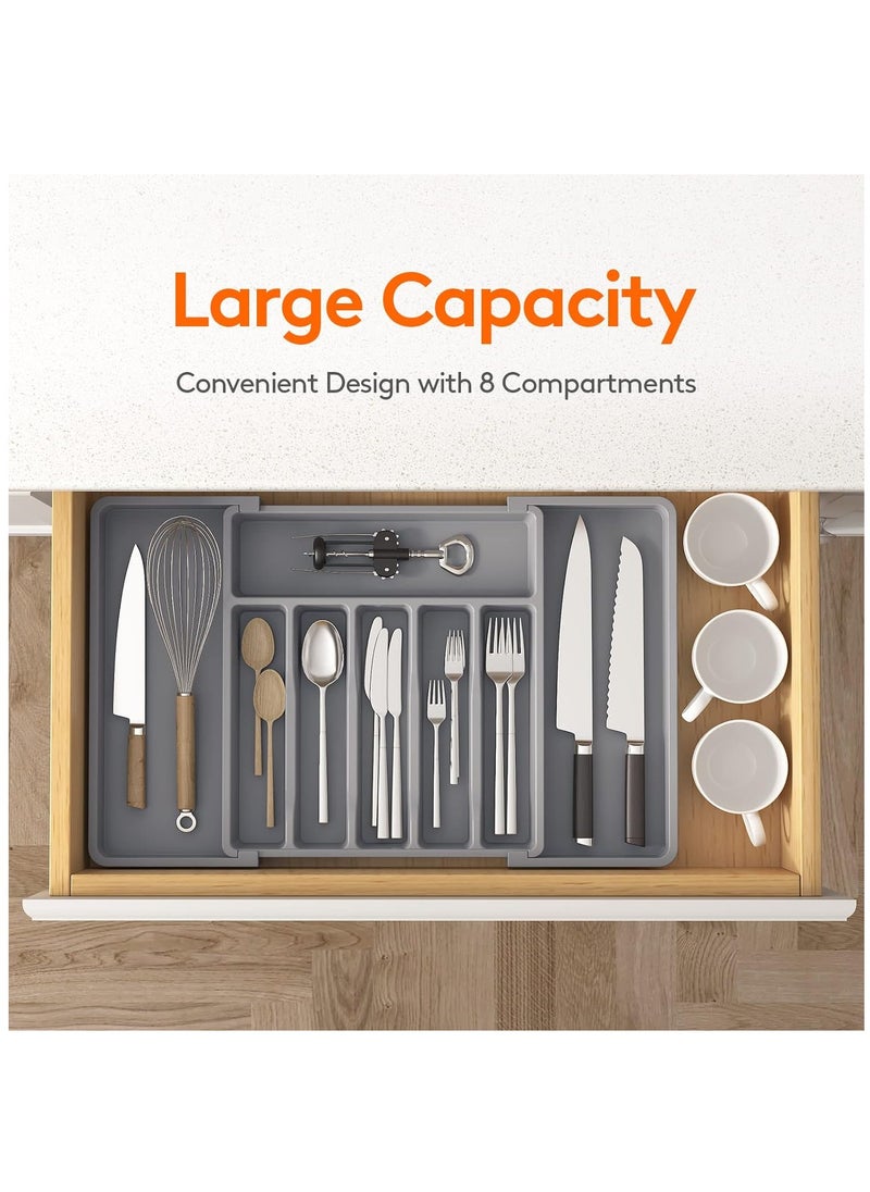 Expandable Adjustable Cutlery Drawer Organizer, Utensil Kinfe Trayanna, Silverware and Flatware Holder, Closet Cutlery Tray for Spoons Forks Knives,