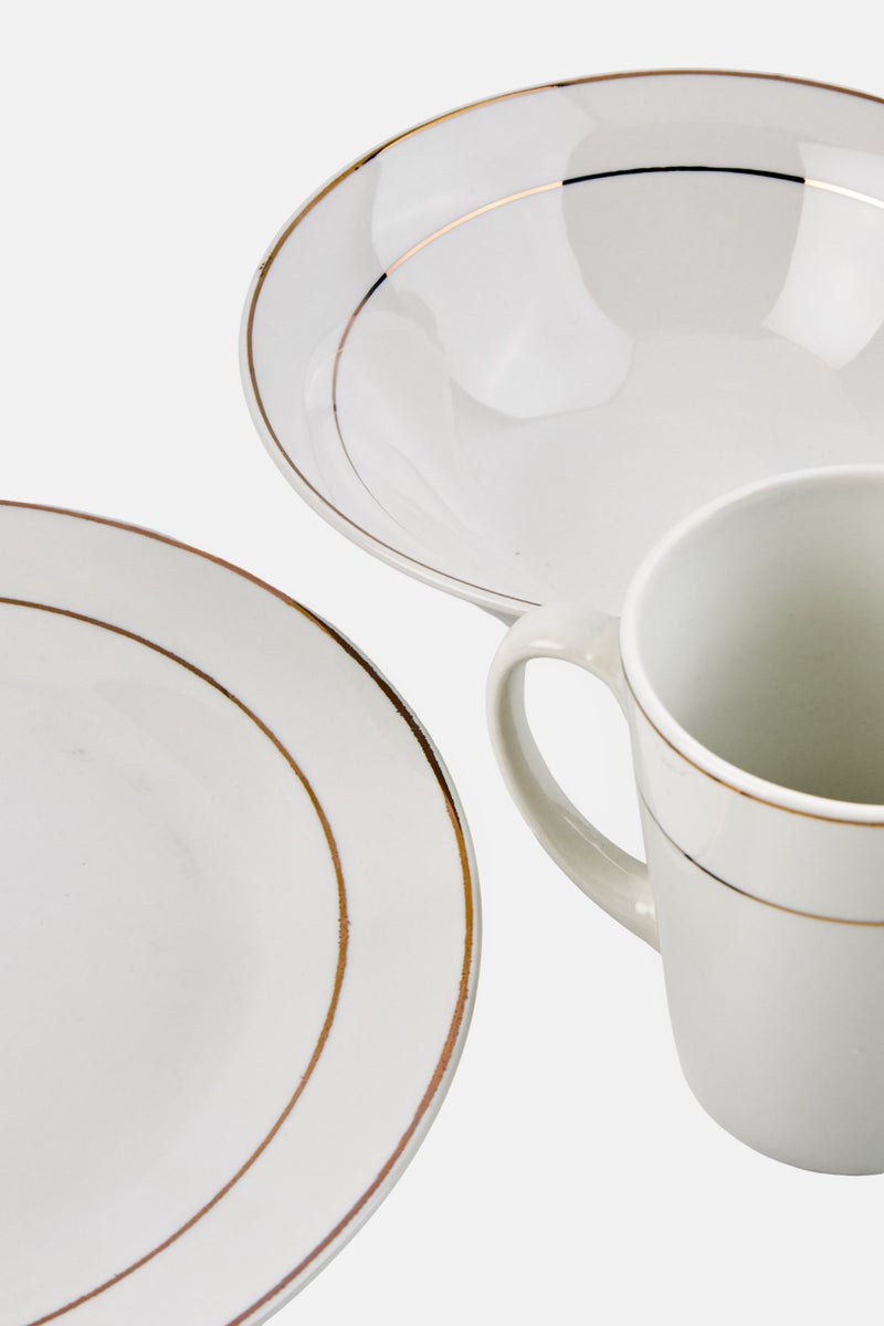 Gibson Home 12 Pieces Tuxedo Deluxe Gold Banded Fine Ceramic Dinnerware Set, White - Image 3