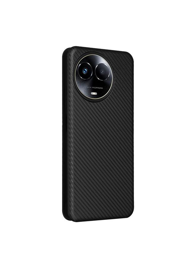 اس-توب جراب هاتف Realme 11 5G / 11x مصنوع من ألياف الكربون وجلد قابل للطي - Image 3
