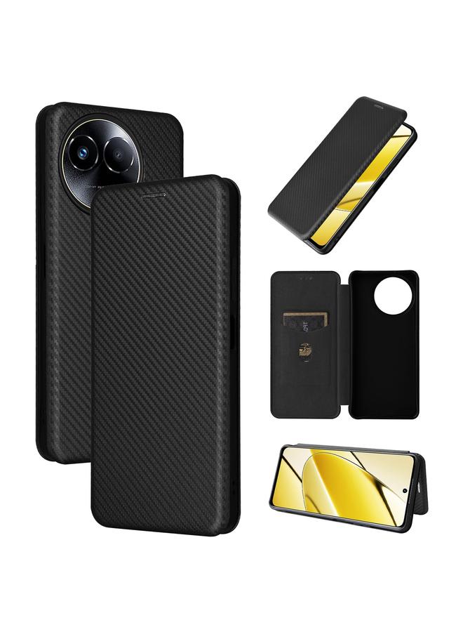 اس-توب جراب هاتف Realme 11 5G / 11x مصنوع من ألياف الكربون وجلد قابل للطي - Image 1