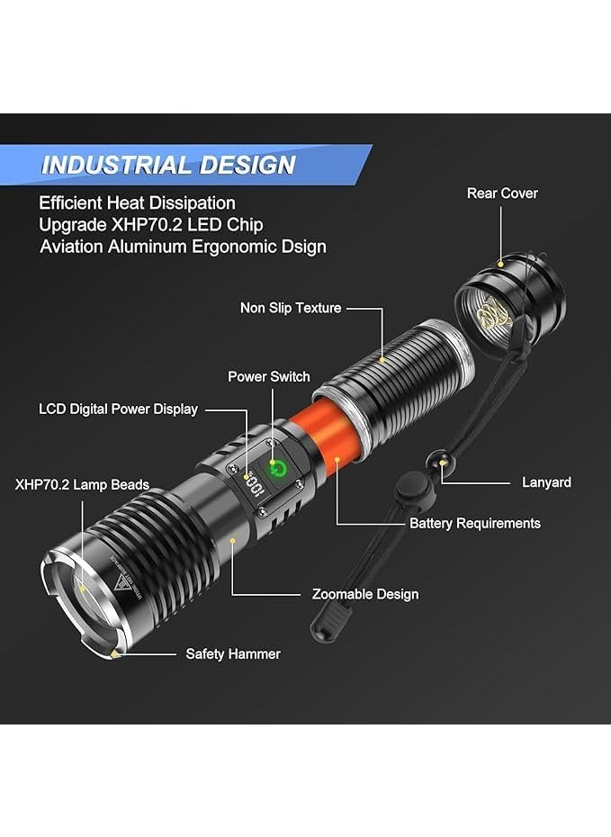 Kresal Kresal Flashlights High Lumens Tactical Rechargeable Torch 200000 Lumens Torches Led Super Bright IPX45 Waterproof 5 Modes Led Torch for Camping Emergency Outdoor Home  - Image 2